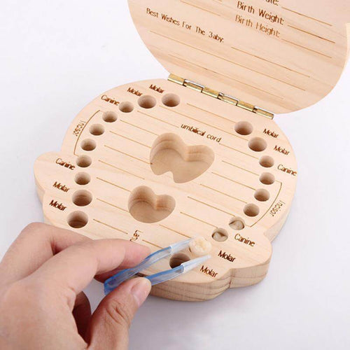 Lovely Girl /Boy Image Wooden Baby Milk Teeth Box