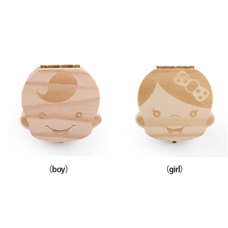 Lovely Girl /Boy Image Wooden Baby Milk Teeth Box